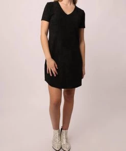 Cheapest 🛒 Another Love Aria Suede V-Neck 👗 Dress in Black - 👩 women ❤️