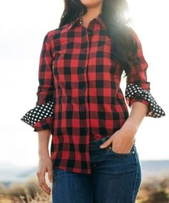 Best deal ❤️ Hazel Blues Button My Dots Top in Red - 👩 women ❤️