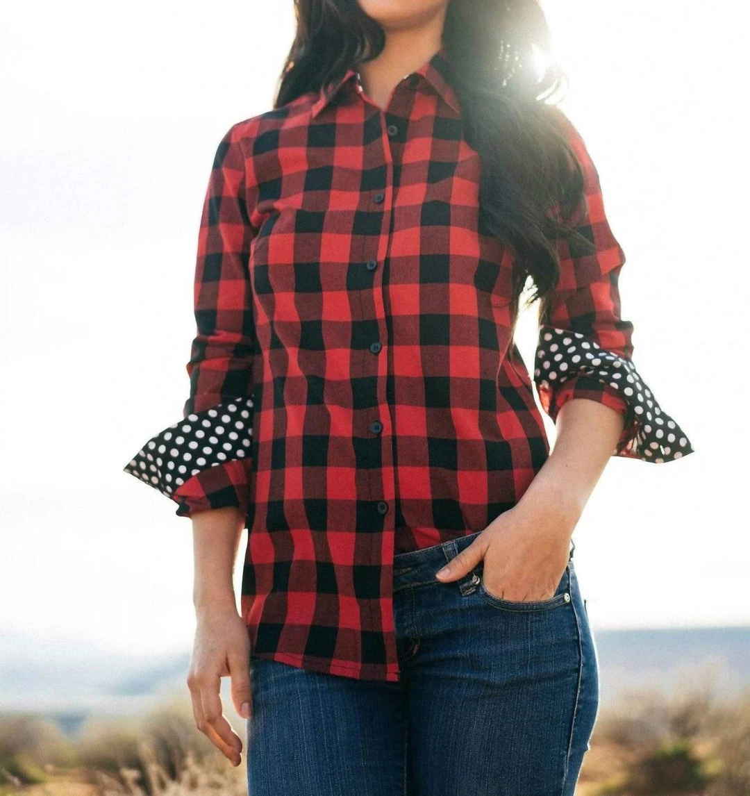 Best deal โค๏ธ Hazel Blues Button My Dots Top in Red - ๐ฉ women โค๏ธ