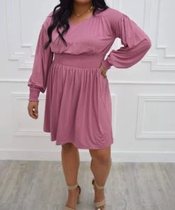 Outlet 🌟 Hazel Blues Looking Like A Million Bucks Midi 👗 Dress in Frosted Mauve - 👩 women 😍