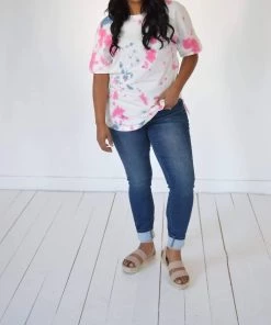 Brand new 🥰 Hazel Blues Tie Dye Top in White & Pink - 👩 women 👍